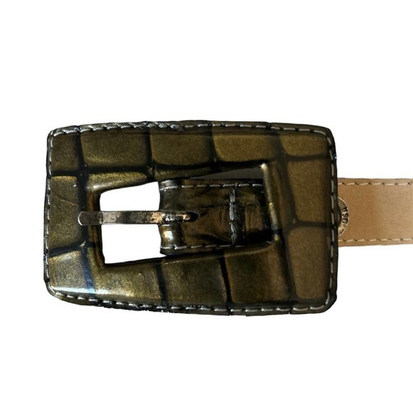 Leatherock Size 32 Small Genuine Leather Alligator Print Belt Green - Picture 3 of 7